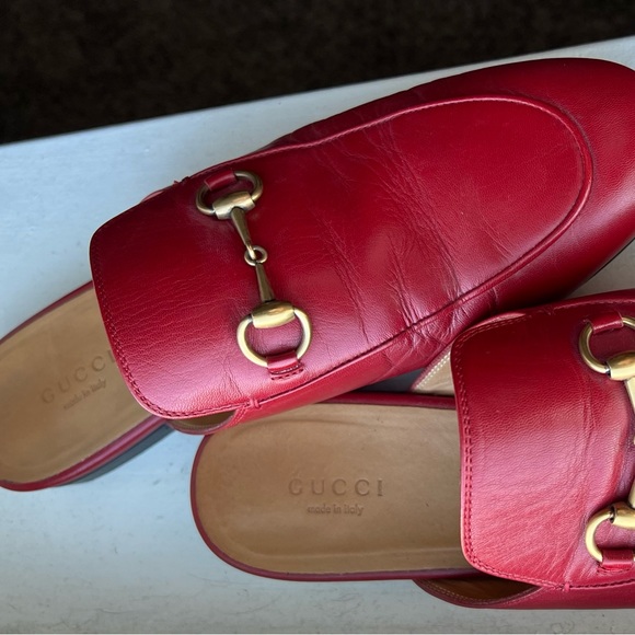 Gucci Red Leather Princetown Mules - Picture 3 of 5
